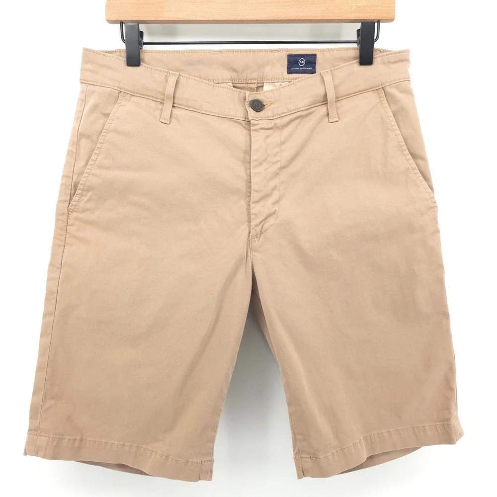AG Adriano Goldschmied Mens Shorts The Griffin 32R Khaki Chino Stretch Relaxed